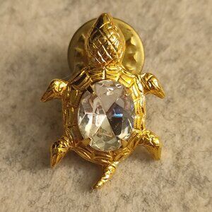 Turtle Pin for Women or Men, Crystal Turtle Broach, Animal Brooch, Ladies Pin